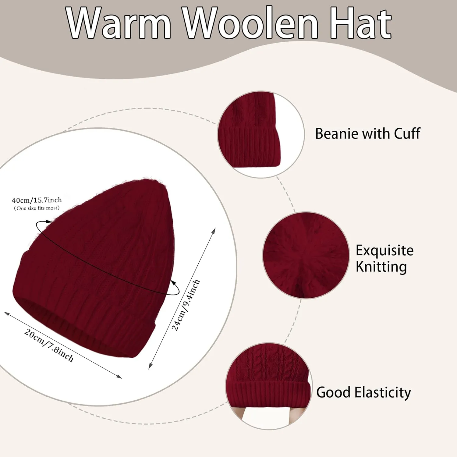 Winter Hat Scarf Gloves Set for Women Men, Warm Fleece Beanie Touchscreen Glove Thermal Scarves for Cold Weather U-SY-L1