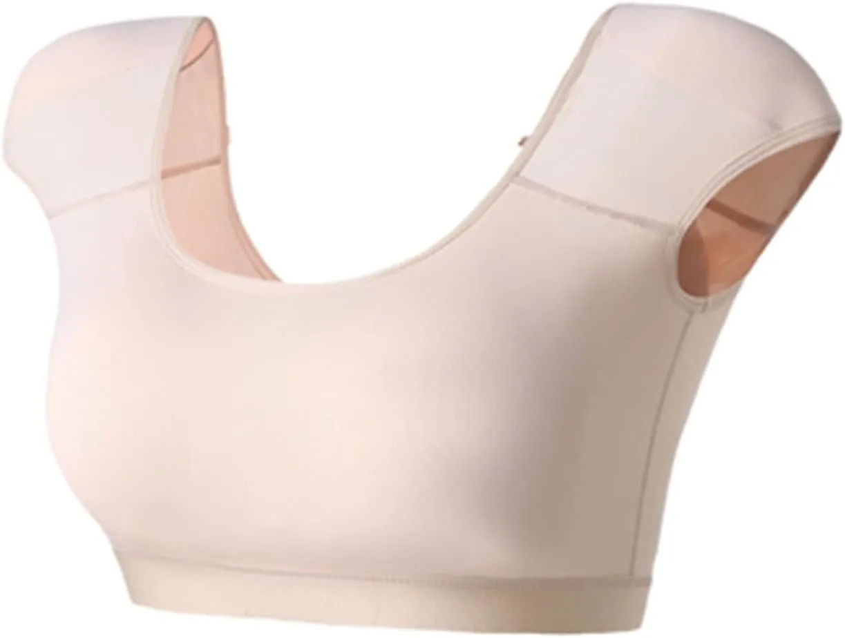 Women Hood Sports Short Sleeves 2 in 1 Built-in Shoulder Pad T Shirts Gym Fitness Sweatshirts Training,Beige-Medium