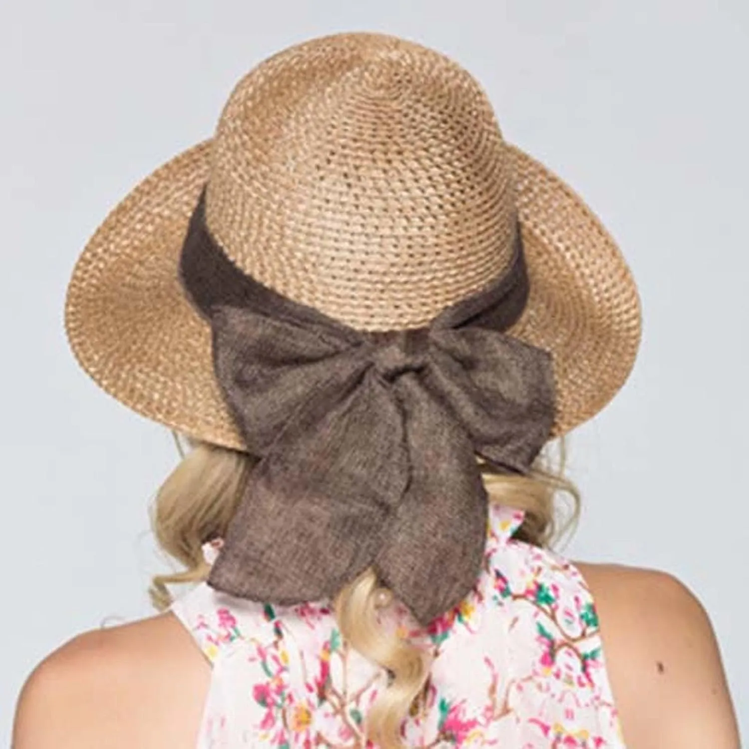 Women's Sun Hat Beach Hat Bowknot Wide Brim UPF 50  Foldable and Packable Hat s Birthday Easter